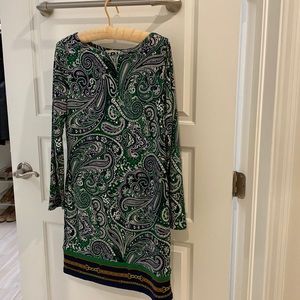 Michael Kors- Green and Navy long-sleeved dress.